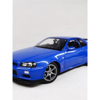 1/24 GT-R r34 JDM S15 合金汽車模型送男友聖誕節禮物