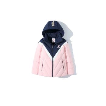 KELME KIDS卡爾美女童90白鴨絨羽絨服連帽休閑保暖加厚中大童外套