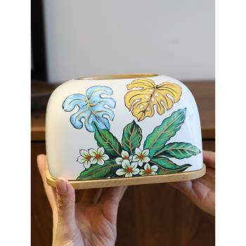 芙菡新中式陶瓷紙抽盒紙巾盒家用客廳茶幾餐桌床頭櫃客廳擺件送禮