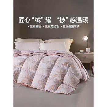 樂蝸家紡床上用品羽絨被被子被芯白鵝絨被春秋被冬被二合一子母被