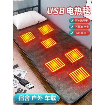 USB電熱毯單雙人電褥子充電寶車載5V學生宿舍戶外露營不插電無線