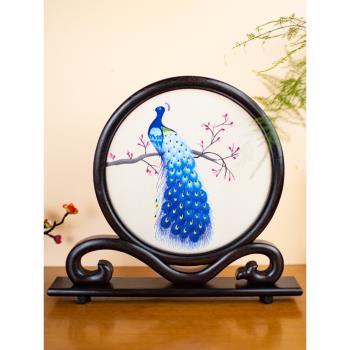 蘇州手工雙面刺繡擺件蘇繡山水屏風家居裝飾桌面擺放送外國人禮品