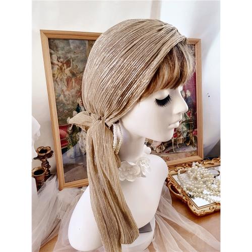 王菲風格包頭巾女帽 金屬色異國風情帽子  個性頭巾帽 日本帽子