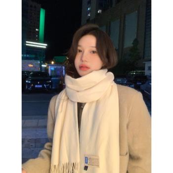 女冬季高階感仿羊絨時尚加厚圍巾