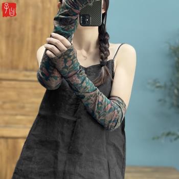 民族風數碼印花有型針織棉女袖套