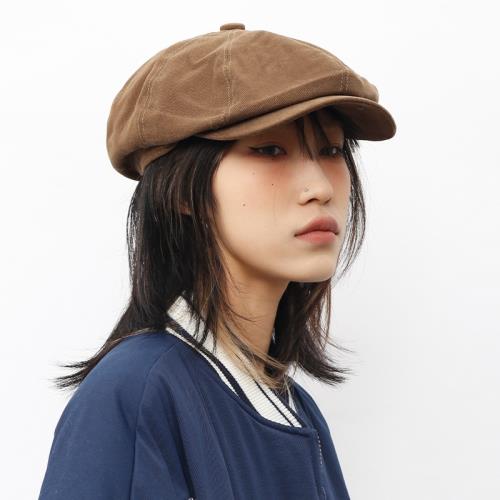 BEAMLIFE英倫貝雷帽百搭日系復古重磅棕色做舊畫家帽男女帽子春夏