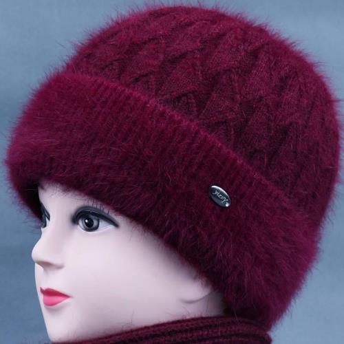 冬天中老年人帽子女媽媽兔毛針織保暖帽老太太毛線帽奶奶加絨棉帽