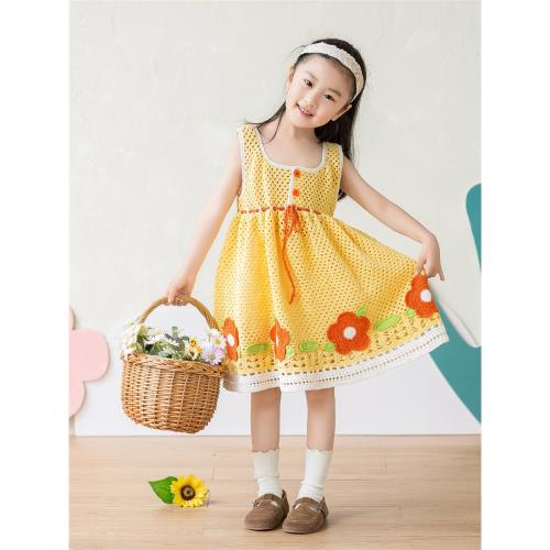 新媽咪手作花兒朵朵吊帶裙手工DIY編織裙子蕾絲毛線團材料包