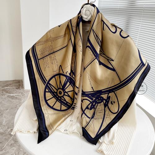 高級感香檳色春秋真絲絲巾90大方巾女百搭秋冬圍巾桑蠶絲披肩送禮