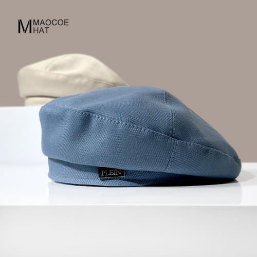 帽子女貝雷帽文藝港風日系小眾百搭顯臉小街頭潮藍色畫家帽蓓蕾帽