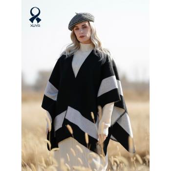 旭亞女秋冬雙面時尚旗袍披風斗篷