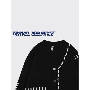 TRAVEL ISSUANCE 假裝沒事 潮牌流行高街BF編織寬松針織開衫毛衣