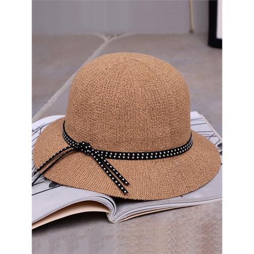 帽子女百搭休閑日系圓頂小盆帽折疊禮帽春夏秋清新遮陽防曬漁夫帽