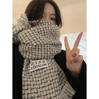 圍巾女冬季韓版高階感2022新款百搭學生洋氣圍脖保暖加厚防寒披肩