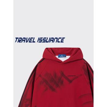 TRAVEL ISSUANCE 選擇沉默 原創潮流痞帥嘻哈vintage寬松連帽衛衣