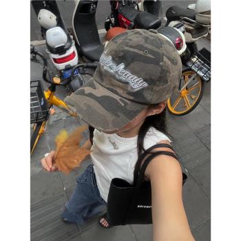 韓國迷彩女街頭潮牌情侶棒球帽