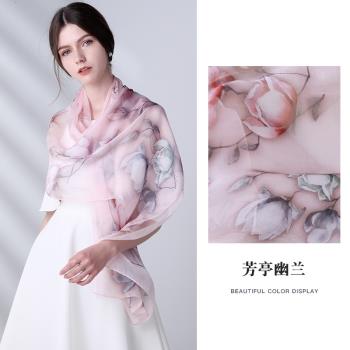 上海故事100%桑蠶絲紗巾女秋冬2024新款中國風真絲絲巾禮盒送長輩