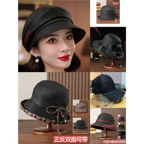 香云紗龜紋帽拼花蘿重鍛透氣防曬50+防紫外線99%真絲帽子布塔