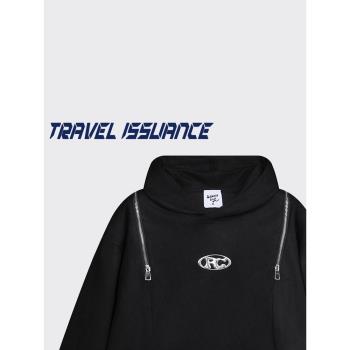 TRAVEL ISSUANCE 不是現在 痞帥高階感拉鏈拼接設計寬松連帽衛衣