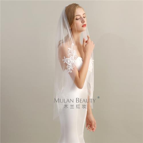 Veils單層新娘結婚短款旅拍頭紗
