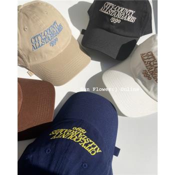 百搭純棉美式字母刺繡軟頂棒球帽女男大logo韓國簡約顯臉小鴨舌帽