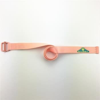 網紅粉色尼龍編織帆布ins女皮帶