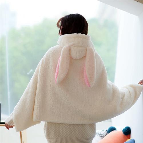 圍巾女冬季加厚保暖韓版大披肩斗篷可愛大耳朵兔子粉色連體帽圍脖