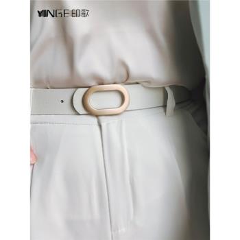 黑色白色夏季女裝飾時尚真皮皮帶