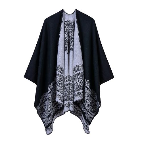 歐美秋冬經典走秀表演穿戴披肩田園風格開叉斗篷圍巾 women shawl