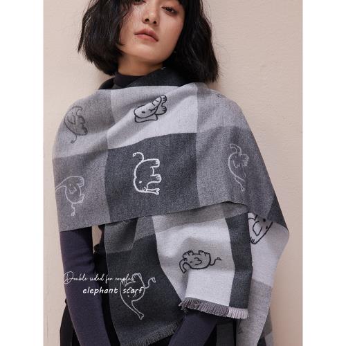 萬事吉象-簡約而至情侶款雙面圍巾冬季男女辦公室披肩外搭高級感