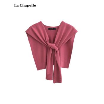 拉夏貝爾/La Chapelle韓系純色針織披肩2024年毛線外搭小坎肩圍巾