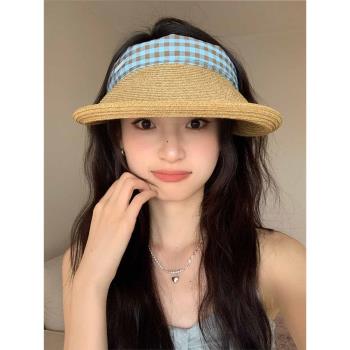 草帽女出遊寬簷百搭海邊拉菲草