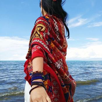 雲南西藏茶卡鹽湖沙漠女復古披肩