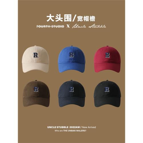 胡茬叔叔R標棒球帽大頭圍寬帽檐真正顯臉小純棉軟頂鴨舌帽男女款|帽子|ETMall東森購物網
