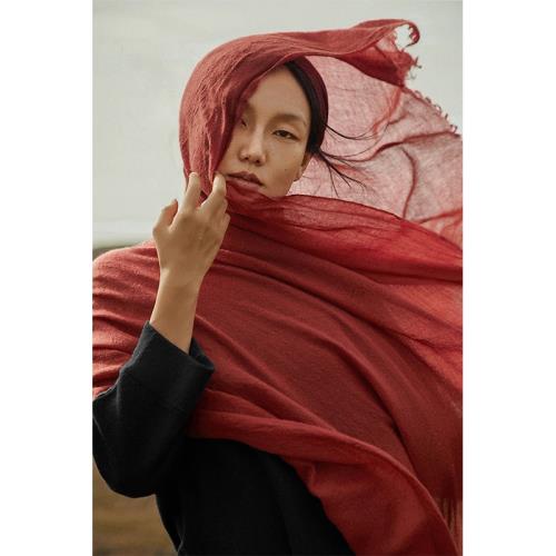 Say Ya 【幻】不忘故舊 簡約精紡水溶羊絨長圍巾披肩 毛邊/輕薄