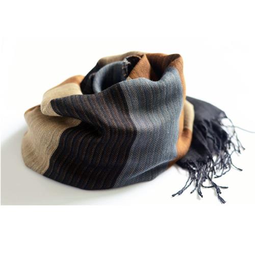 個性寬窄條紋棉麻圍男 春秋冬薄款百搭撞色文藝防曬披肩兩用女