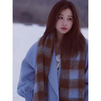 女款冬季加厚百搭保暖毛絨圍巾