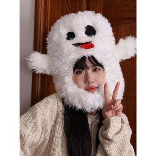 可愛搞怪吐舌頭幽靈頭套帽子萬圣節頭飾活動派對裝扮拍照表演學生