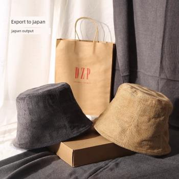 日系燈芯絨逛街高品質漁夫帽子