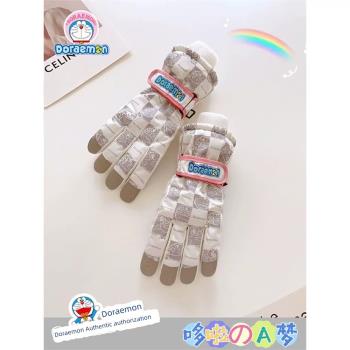 女加絨保暖棉防寒風戶外滑雪手套