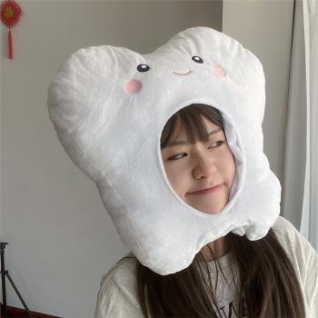 可愛一顆大白牙齒卡通表演頭套