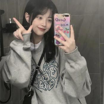 新款衛衣女圓領套頭寬松韓版BF風春秋百搭長袖學生上衣冬季ins潮
