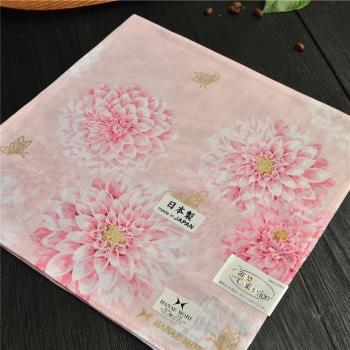 日本製造川邊棉紗寫意花朵手帕