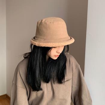 卷邊女秋冬季盆帽時尚水桶毛絨