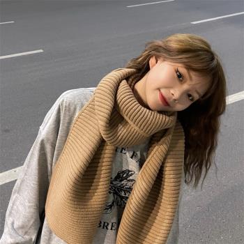 秋冬季ins女針織毛線加厚圍巾