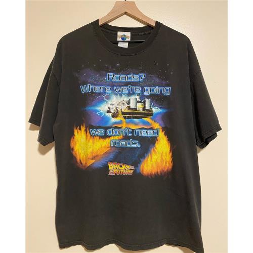 回到未來環球影城電影寬松復古 oversize 高街美潮重磅短袖T恤