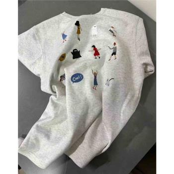 歐美復古vintage刺繡t恤女短袖夏設計感小眾寬松半袖港味chic上衣