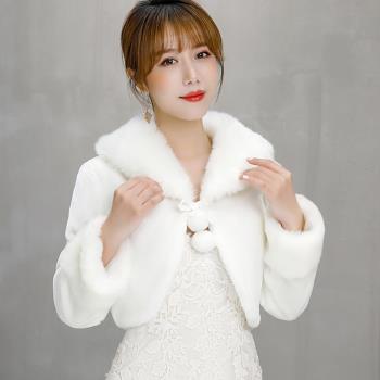 冬季小外套長袖加厚伴娘禮服婚紗