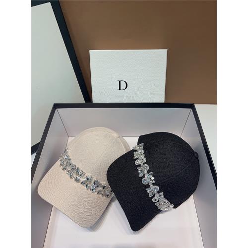 韓版夏季新款重手工水鉆棒球帽時尚顯臉小遮陽防曬大頭圍鴨舌帽女