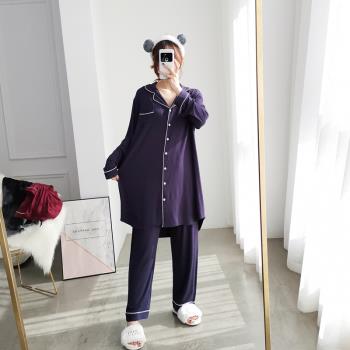 莫代爾開衫加肥胖女孕婦長款睡衣